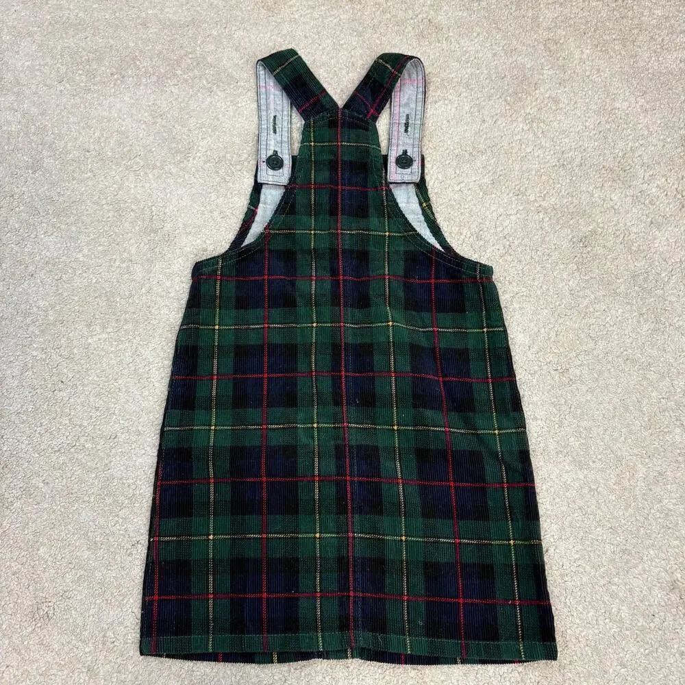 NWT The Children’s Place Button-Down Green Plaid Corduroy Skirtall Dress Size 5